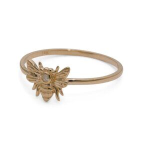 WHITE LOTUS Gold 14kt Gold Petite Diamond Bee Ring